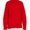 R13 Distressed Oversized Sweater In Red Cashmere