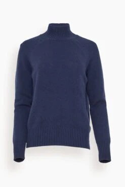 ALLUDE Mock Neck Sweater In Sapphire