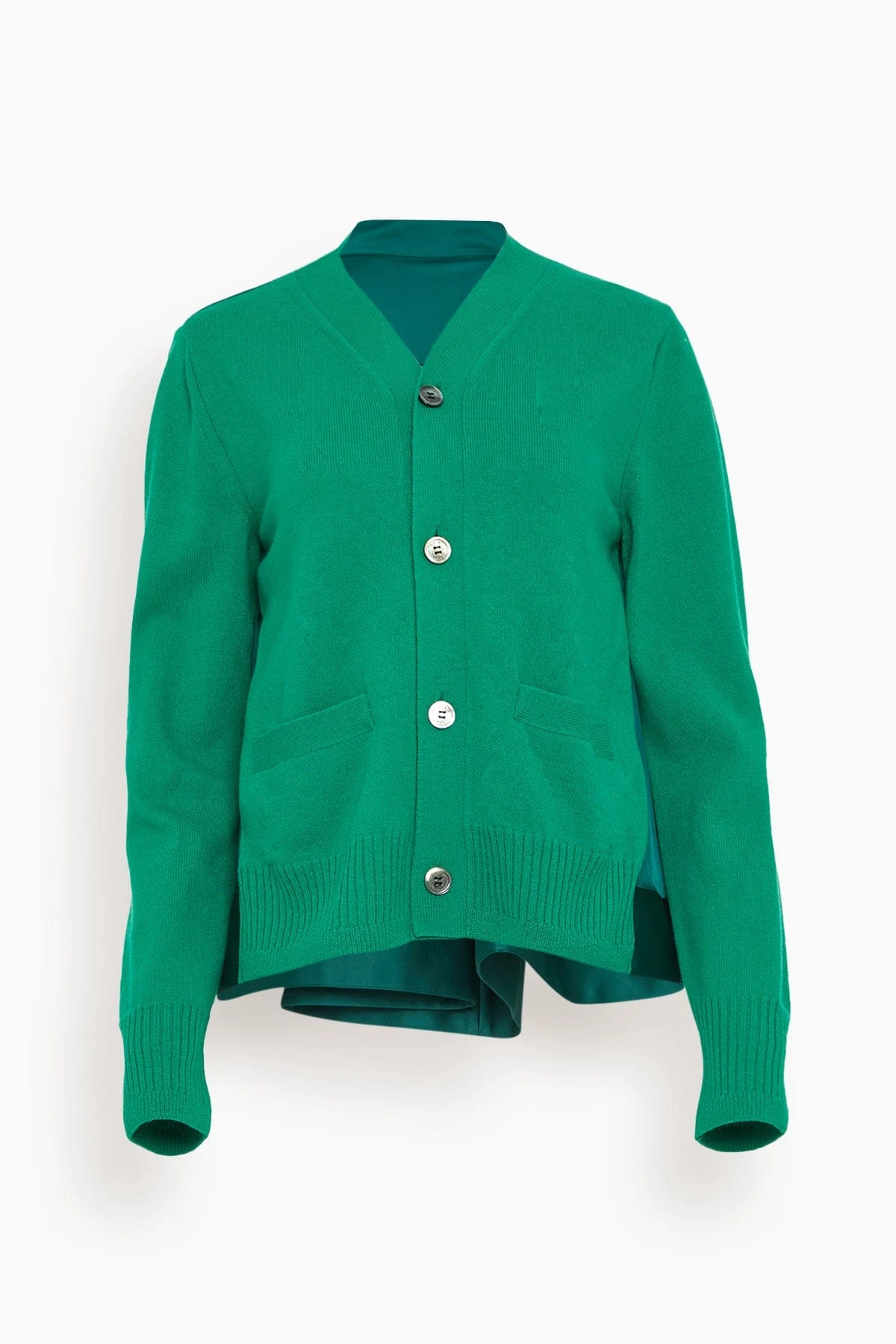 Sacai Wool Knit Cardigan In Green 1 Sacai Wool Knit Cardigan In Green