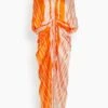 Cloister Dress In Orange Pink Stripes