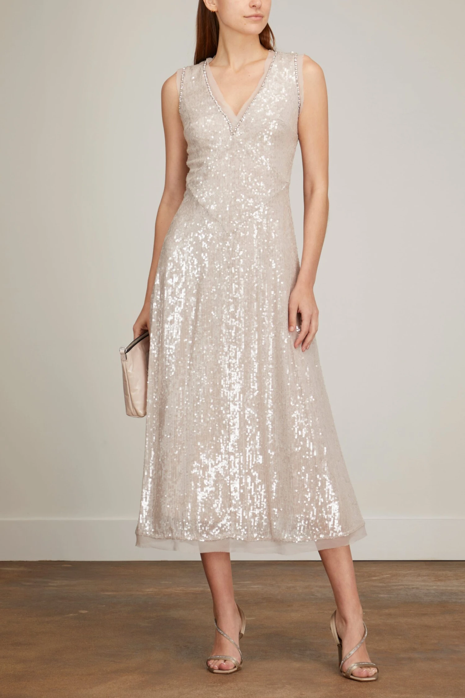 Erdem Denise Sleeveless Ankle Length V-Neck Dress In Ice Pink 2 Erdem Denise Sleeveless Ankle Length V-Neck Dress In Ice Pink - Image 2