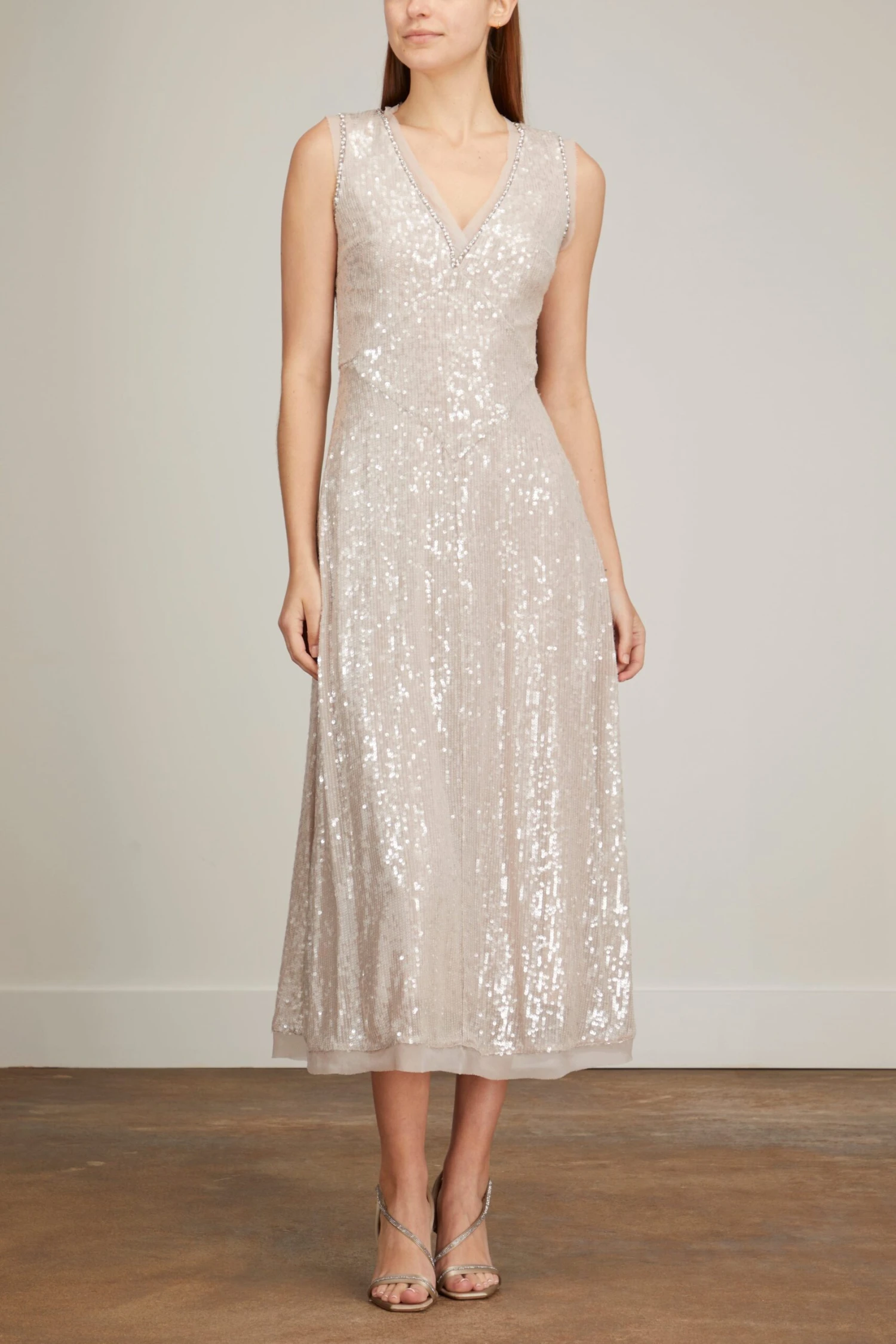 Erdem Denise Sleeveless Ankle Length V-Neck Dress In Ice Pink 3 Erdem Denise Sleeveless Ankle Length V-Neck Dress In Ice Pink - Image 3