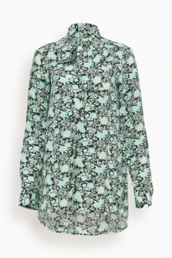 Long Sleeve Shirt In Clear Water Flowers Black