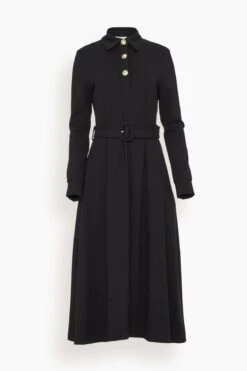 Long Sleeve Shirtdress In Black
