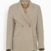 Toteme Double Breasted Vent Blazer In Beige