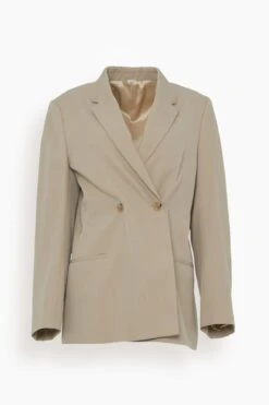 Toteme Double Breasted Vent Blazer In Beige