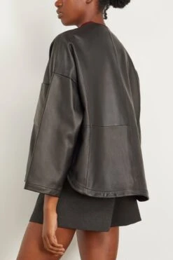 FORTE_FORTE Nappa Leather Kimono Jacket In Noir -Dries Van Noten Shop forte NappaLeatherKimonoJacketinNoir 3