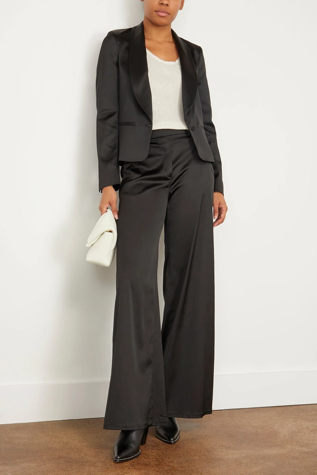 FORTE_FORTE Stretch Duchesse Tuxedo Jacket In Noir 2 FORTE_FORTE Stretch Duchesse Tuxedo Jacket In Noir - Image 2