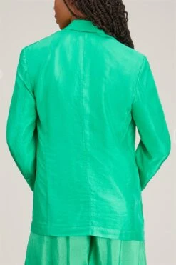 FORTE_FORTE Habotai Silk Jacket In Emerald -Dries Van Noten Shop forte habotai silk jacket in emerald 3