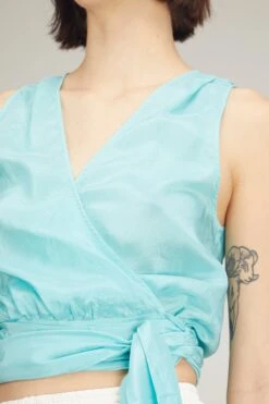 FORTE_FORTE Habotai Silk Crossed Top In Crystal -Dries Van Noten Shop forte habotrai silk crossed top in crystal 4