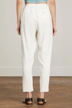 FORTE_FORTE Ripstop Fluid Viscose Elasticated Pants In White -Dries Van Noten Shop forte ripstop fluid viscose elasticated pants in white 3