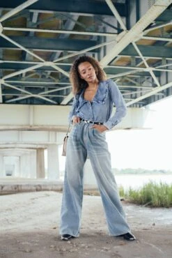 R13 Damon Pleated Wide Leg Jean In Lennon Blue 11 R13 Damon Pleated Wide Leg Jean In Lennon Blue -Dries Van Noten Shop ganni LightDenimButtonDowninWashedIndigo 461103bb b6f0 4845 936b a754597ca636