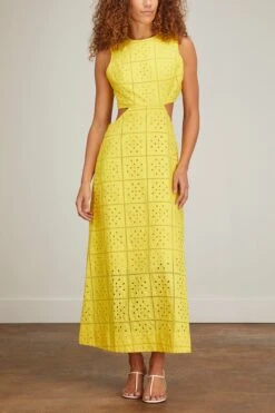 Ganni Broderie Anglaise Two Piece Dress In Maize -Dries Van Noten Shop ganni broderie anglaise two piece dress in maize 2