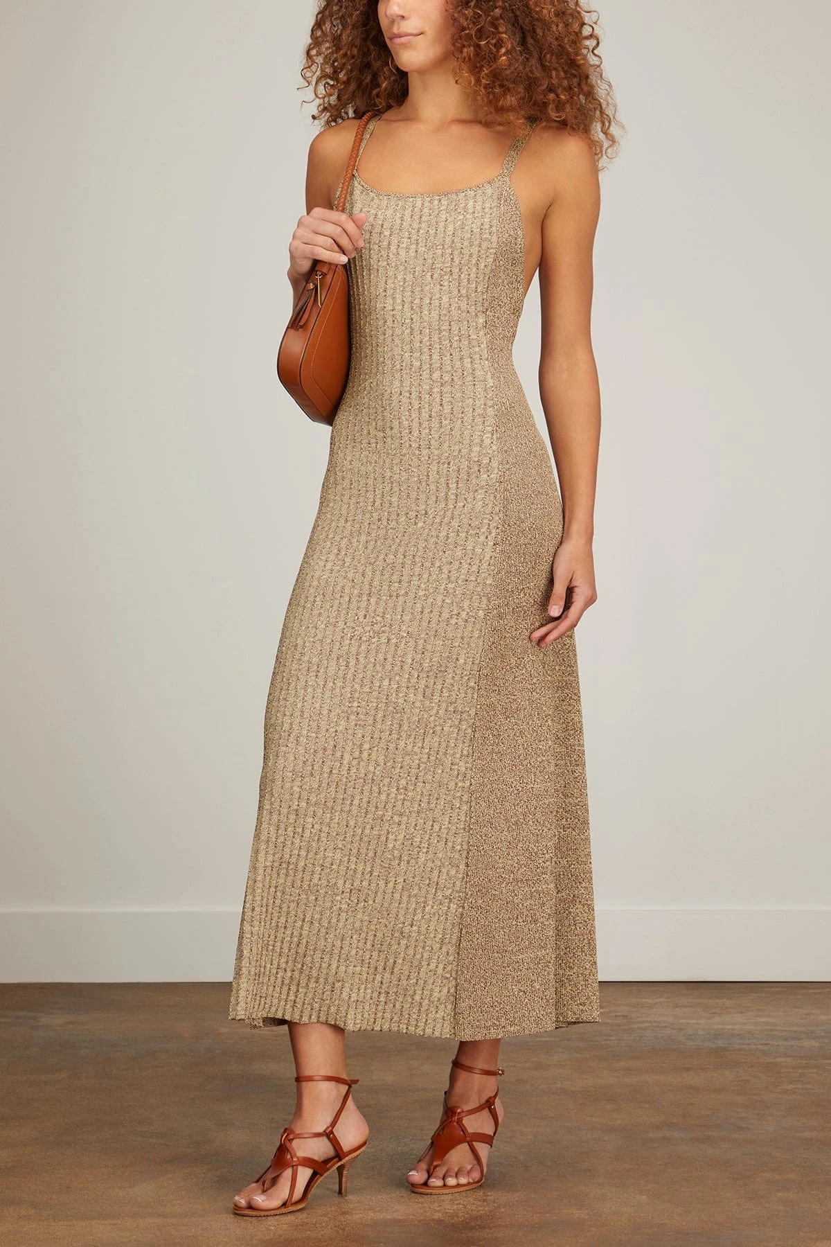 Ganni Melange Knit Maxi Dress In Brandy Brown 2 Ganni Melange Knit Maxi Dress In Brandy Brown - Image 2