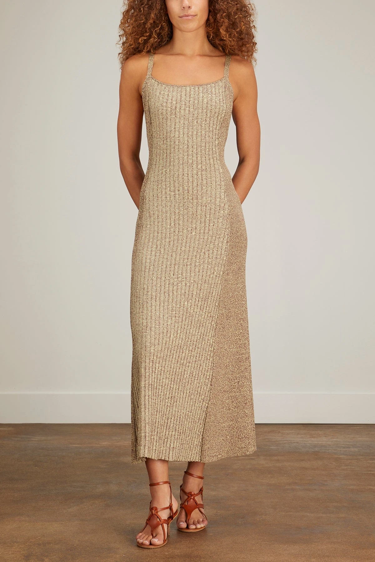 Ganni Melange Knit Maxi Dress In Brandy Brown 3 Ganni Melange Knit Maxi Dress In Brandy Brown - Image 3