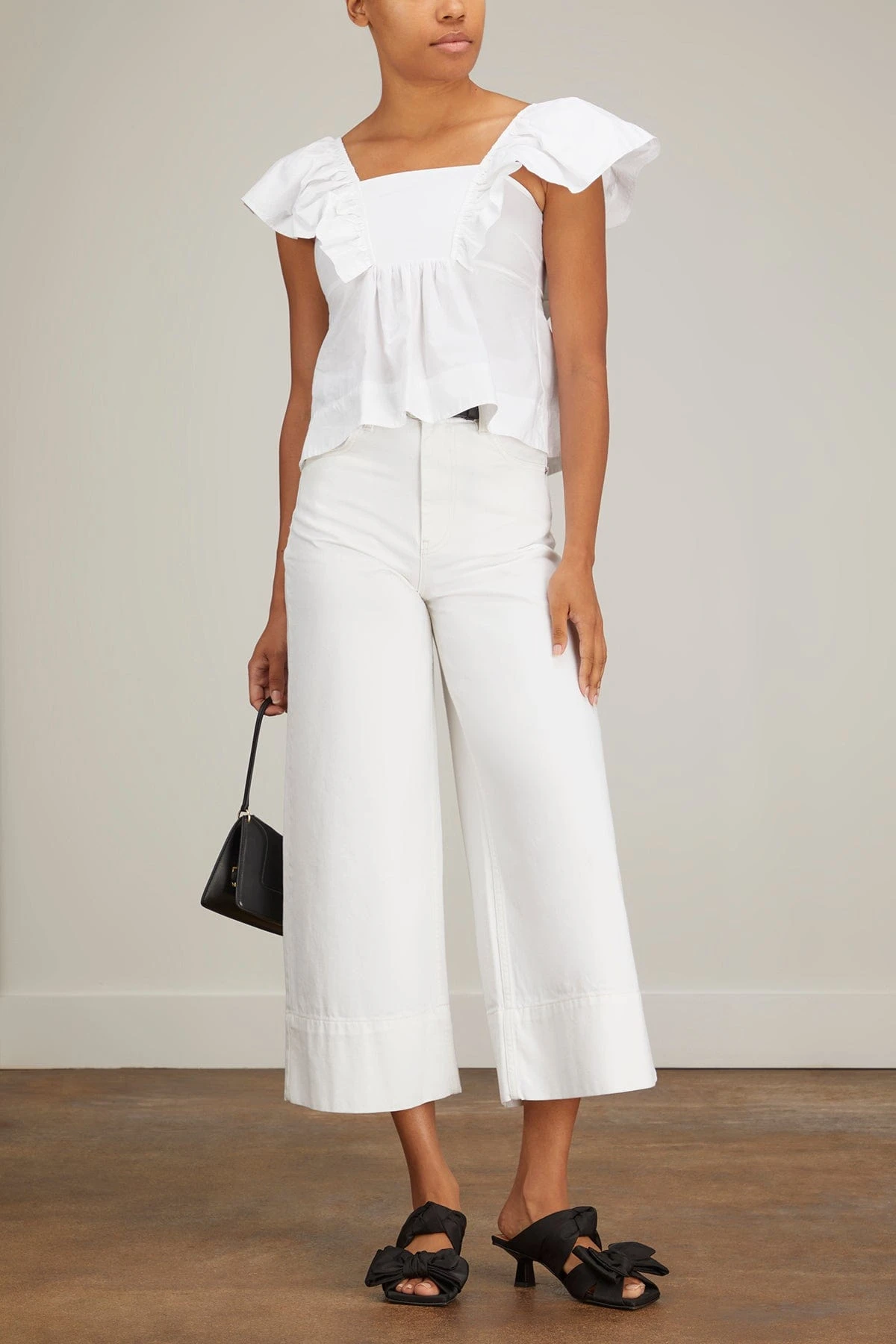 Ganni White Denim Cropped Jean In Bright White 2 Ganni White Denim Cropped Jean In Bright White - Image 2