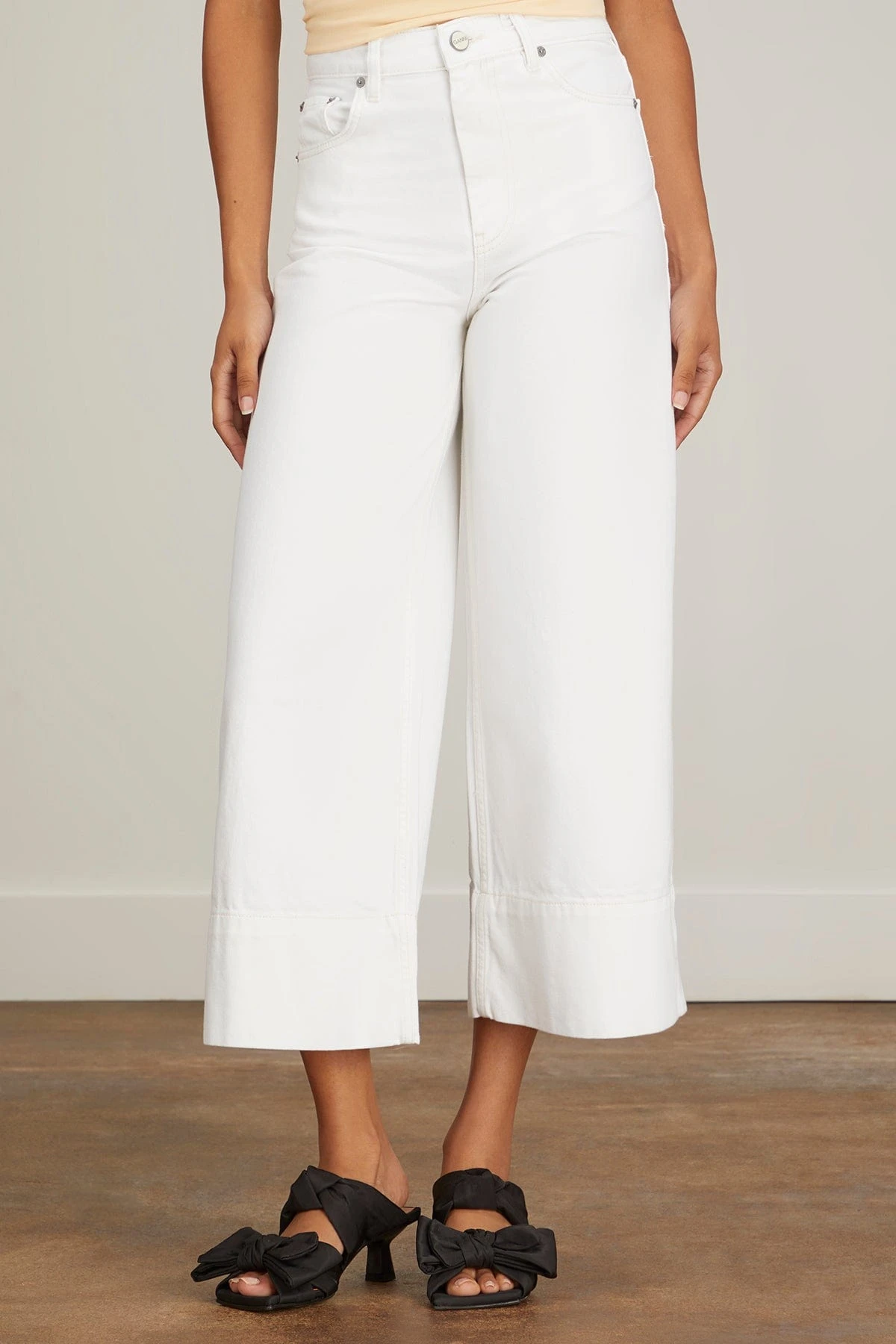 Ganni White Denim Cropped Jean In Bright White 3 Ganni White Denim Cropped Jean In Bright White - Image 3