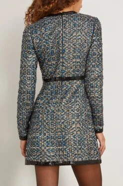 GIAMBATTISTA VALLI Boucle Mini Dress In Blue/Gold -Dries Van Noten Shop giambattista BoucleMiniDressinBlueGold 3