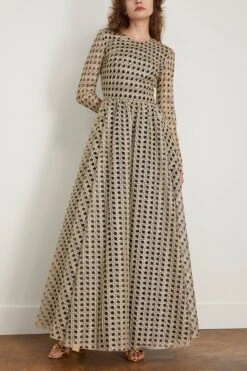 GIAMBATTISTA VALLI Embroidered Tulle Dress In Black/Gold -Dries Van Noten Shop giambattista EmbroideredTulleDressinBlackGold 2