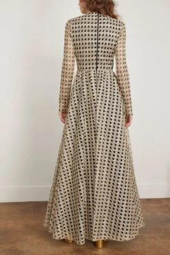 GIAMBATTISTA VALLI Embroidered Tulle Dress In Black/Gold -Dries Van Noten Shop giambattista EmbroideredTulleDressinBlackGold 3