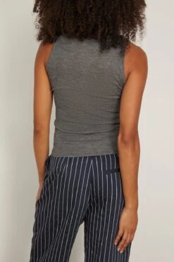 NILI LOTAN Becky Sweater Tank In Dark Grey Melange -Dries Van Noten Shop grey BeckySweaterTankinDarkGreyMelange 3