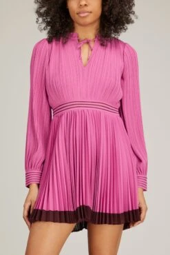 Calypso Pleated Georgette Tie Front Mini Dress In Opera Pink 7 Calypso Pleated Georgette Tie Front Mini Dress In Opera Pink -Dries Van Noten Shop jonathan simkhai calypso pleated georgette tie front mini dress in opera pink 2