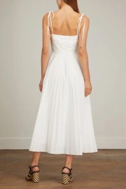 Caroline Pleated Midi Dress In White -Dries Van Noten Shop jonathan simkhai caroline pleated midi dress in white 3