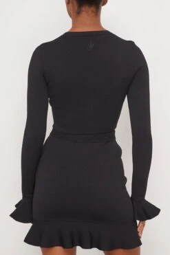 JW Anderson Cropped Ruffled Sleeve Jumper In Black -Dries Van Noten Shop jwanderson CroppedRuffledSleeveJumperinBlack 3