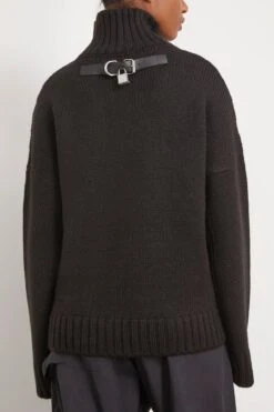 JW Anderson Leather Patch Pocket Jumper In Black -Dries Van Noten Shop jwanderson LeatherPatchPocketJumperinBlack 3
