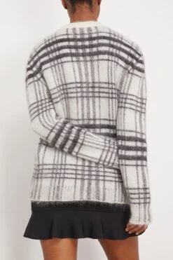 JW Anderson Tartan Check Crewneck Jumper In White/Black 7 JW Anderson Tartan Check Crewneck Jumper In White/Black -Dries Van Noten Shop jwanderson TartanCheckCrewneckJumperinWhiteBlack 3