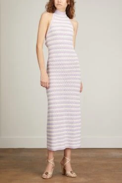 Atlanta Halter Knit Dress In Lilac Stripe -Dries Van Noten Shop kitri atlanta halter knit dress in lilac stripe 2