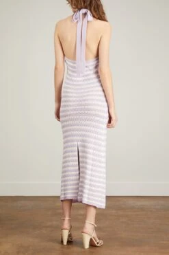 Atlanta Halter Knit Dress In Lilac Stripe -Dries Van Noten Shop kitri atlanta halter knit dress in lilac stripe 3