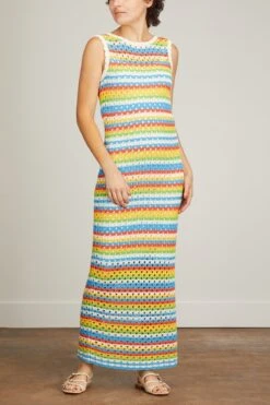 Bunty Knit Dress In Blue Multi Stripe -Dries Van Noten Shop kitri bunty knit dress in blue multi stripe 2