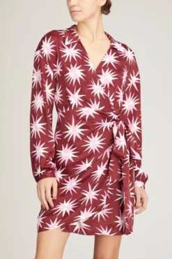 Donna Star Mini Wrap Dress In Berry Cutout Star -Dries Van Noten Shop kitri donna star mini wrap dress in berry cutout star 2