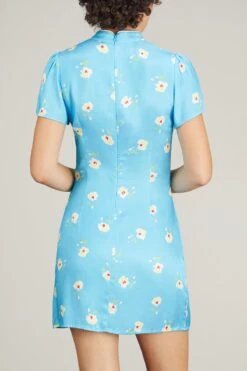Harlow Mini Dress In Blue Vintage Pansy Print -Dries Van Noten Shop kitri harlow mini dress in blue vintage pansy print 3