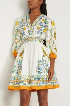 Margherita Dress In Borboni Placed Bianco -Dries Van Noten Shop ladoublej MargheritaDressinBorboniPlacedBianco 2