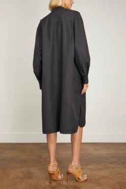 Lemaire Officer Collar Shirt Dress In Caviar -Dries Van Noten Shop lemaire OfficerCollarShirtDressinCaviar 3