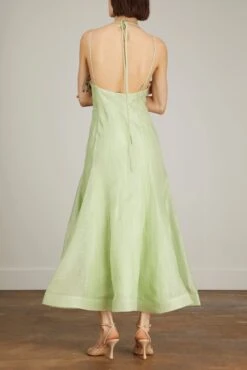 Gina Slip Midi Dress In Mint -Dries Van Noten Shop leolin GinaSlipMidiDressinMint 2
