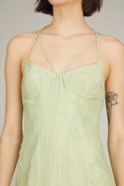 Gina Slip Midi Dress In Mint -Dries Van Noten Shop leolin GinaSlipMidiDressinMint 3