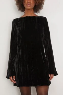 Alava Short Velvet Dress In Black -Dries Van Noten Shop loulou AlavaShortVelvetDressinBlack 2
