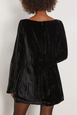 Alava Short Velvet Dress In Black -Dries Van Noten Shop loulou AlavaShortVelvetDressinBlack 3