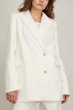 Mani Denim Blazer In Ivory -Dries Van Noten Shop loulou ManiDenimBlazerinIvory 2