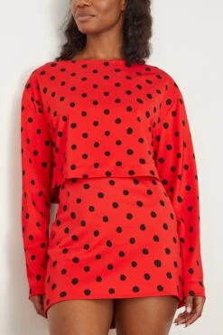 Marni Small Dot Technical Jersey Boatneck Top In Lacquer -Dries Van Noten Shop marni SmallDotTechnicalJerseyBoatneckTopinLacquer 2