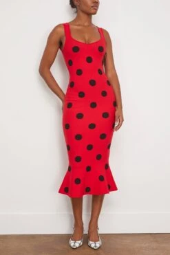 Marni Techno Knit Dots Sleeveless Dress In Tulip -Dries Van Noten Shop marni TechnoKnitDotsSleevelessDressinTulip 2