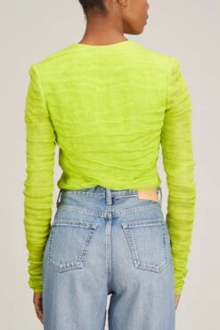 Knotted Cardigan In Lime -Dries Van Noten Shop minuit knotted cardigan in lime 3