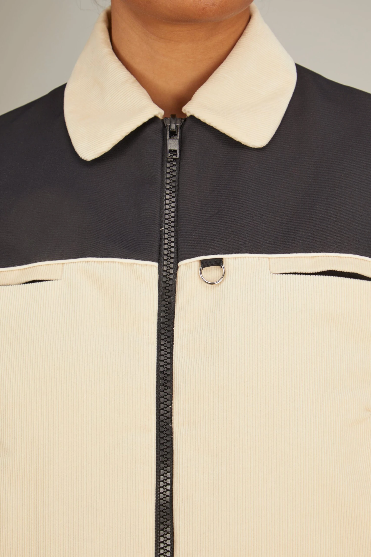 Nylon And Velvet Bomber In Black/Cream 5 Nylon And Velvet Bomber In Black/Cream - Image 5