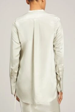 Sofia Shirt In Silver Glazed Twill -Dries Van Noten Shop minuit sofia shirt in silver glazed twill 3