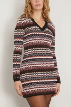 Missoni Dress In Chevron Brown/Gray/White -Dries Van Noten Shop missoni DressinChevronBrownGrayWhite 2