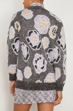 Missoni Maxi Cardigan In Rose Sequins Black/Pink/Blue -Dries Van Noten Shop missoni MaxiCardiganinRoseSequinsBlackPinkBlue 3