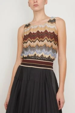 Missoni Top In Multi Zigzag On Brown Base -Dries Van Noten Shop missoni TopinMultiZigzagonBrownBase 2
